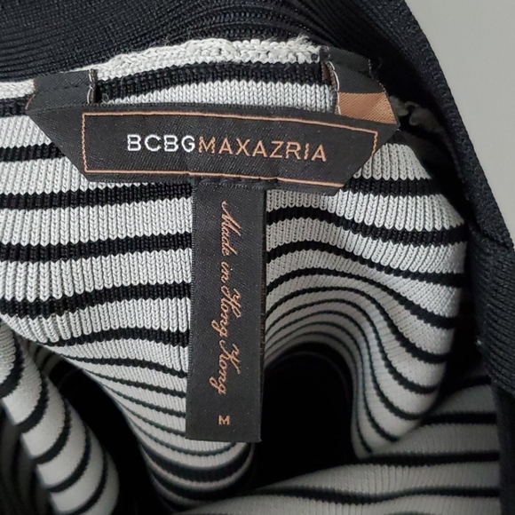 BCBG Max Azria Black & Grey Stripe Bandage Dress - Picture 3 of 3